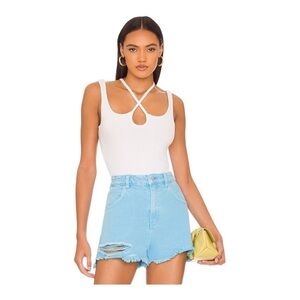 NEW Michael Lauren White Tank Top Langhorne Strappy Stretch Rib Jersey Small